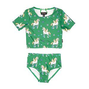 [4y] Rock Your Kid Unicorn Green Crop Top Swimwear